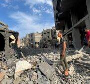 Al-Shati refugee camp bombed in Gaza on October 09, 2023. [Mohammed Asad/Middle East Monitor]