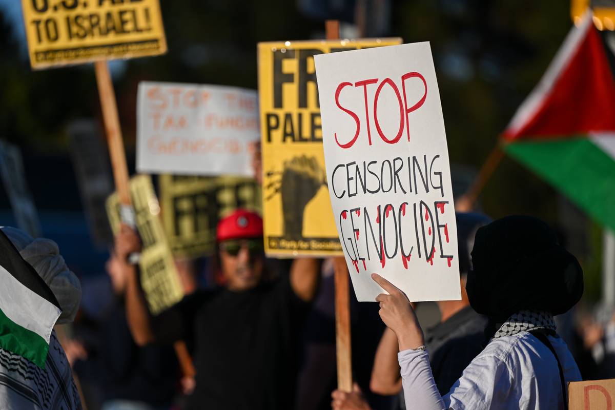 Crowds gathered outside of Meta Headquarters to protest on censoring ...