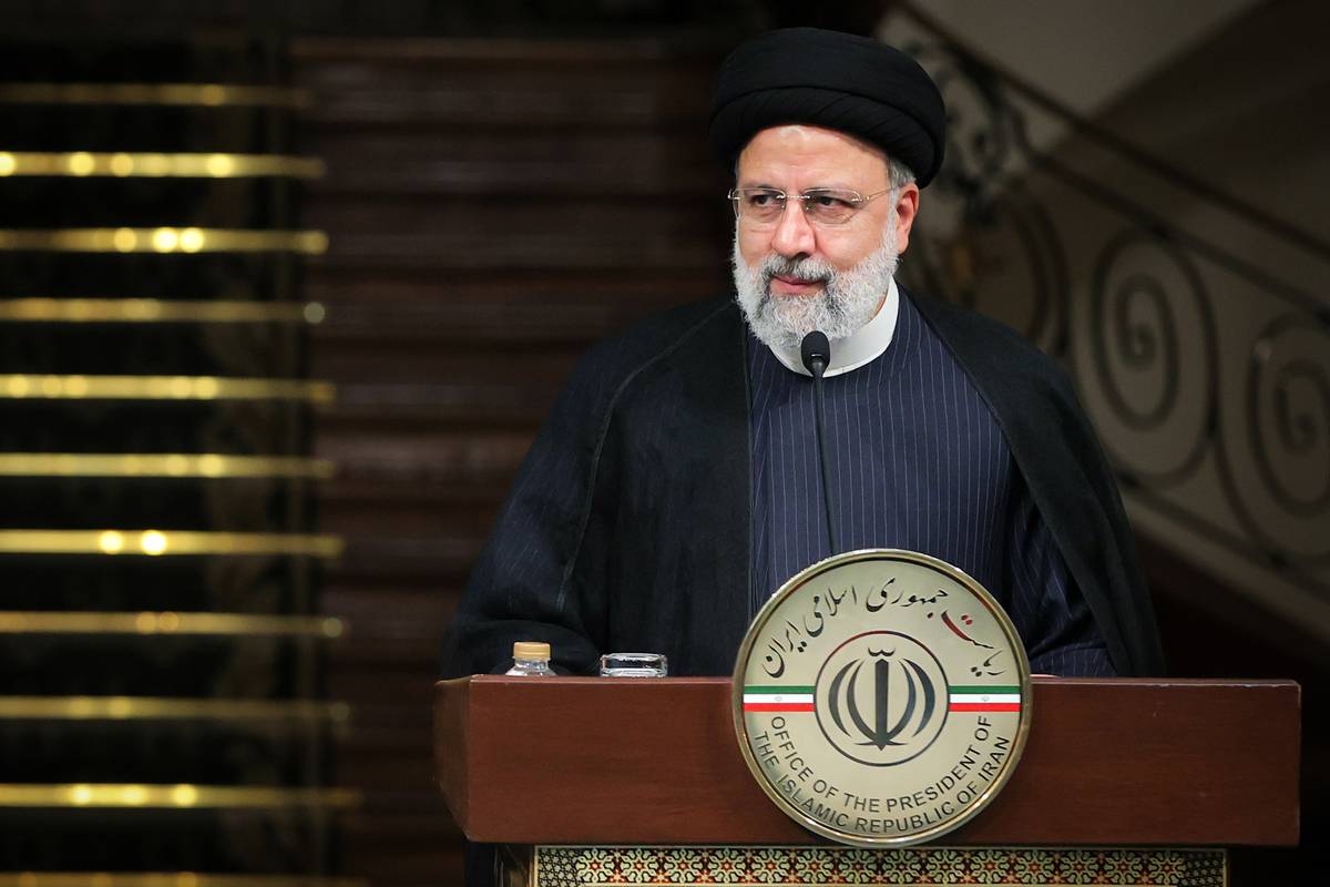 Iranian President Ebrahim Raisi hold a joint press conference following their meetin in Tehran, Iran on November 06, 2023 [Iranian Presidency/Anadolu Agency]