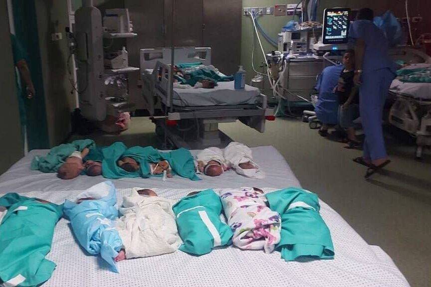 A view of 33 premature babies whose lives are in danger at intensive care unit as the Israeli attacks continue on its 36th day in Gaza City, Gaza on November 11, 2023 [Al-Shifa Hospital/Anadolu Agency]