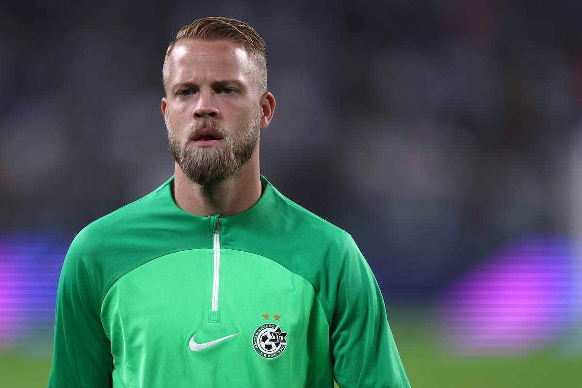 Daniel Sundgren of Maccabi Haifa FC during warm up before the Uefa Champions League Group H football match between Juventus Fc and Maccabi Haifa FC. Juventus Fc wins 3-1 over Maccabi Haifa FC. [Marco Canoniero/LightRocket via Getty Images]