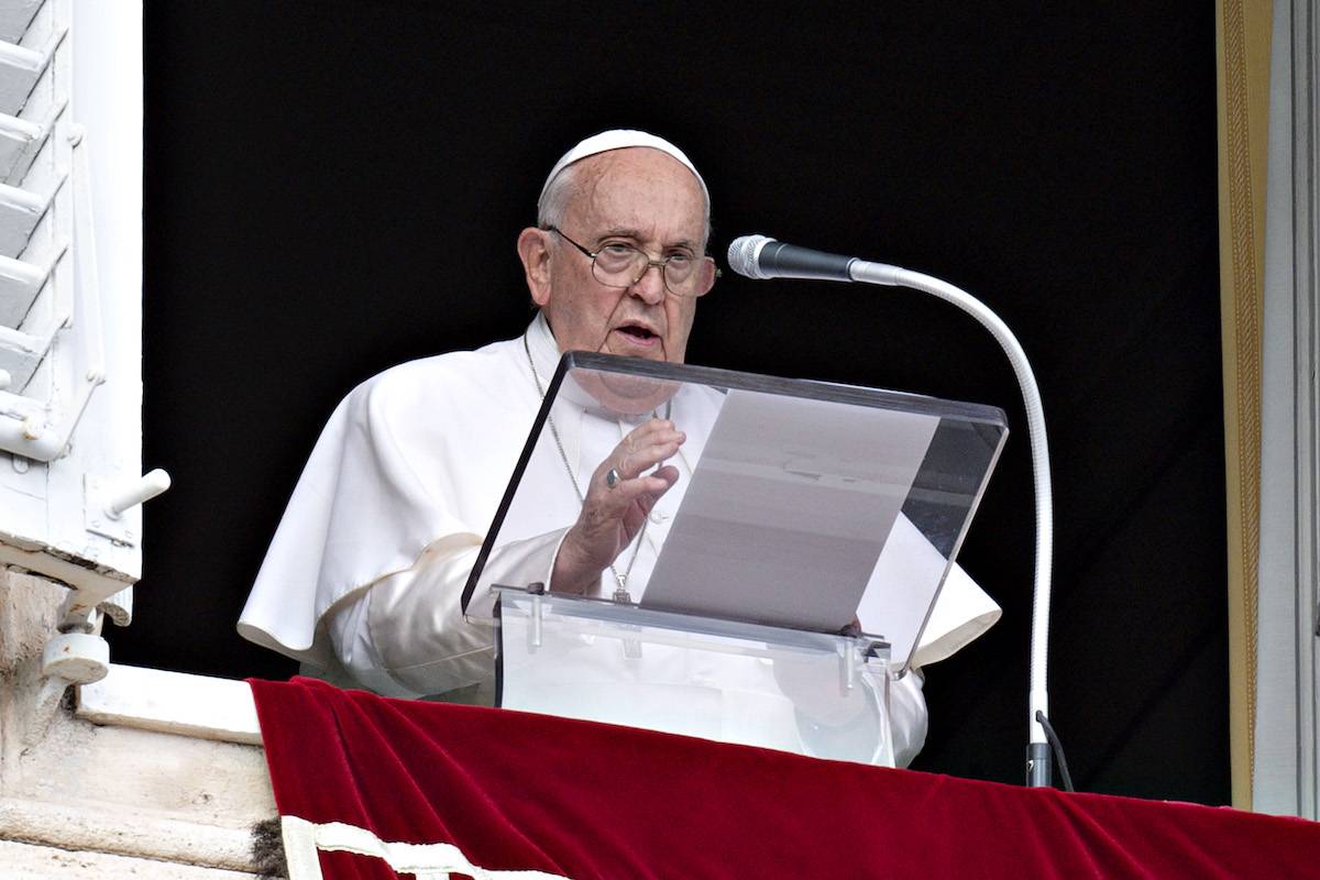 Pope Francis holds his speech during the Sunday Angelus blessing at St. Peter's Square on October 29, 2023 in Vatican City, Vatican. [Vatican Media via Vatican Pool/Getty Images]