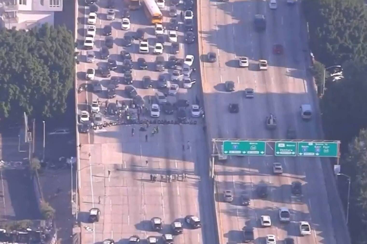 Dozens of Jewish demonstrators blocked a highway in Los Angeles demanding an end to the Israeli aggression on Gaza on 13 December 2023 [IfNotNow/X]