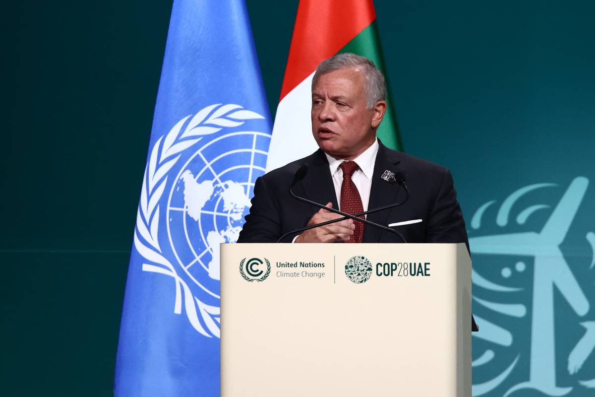 King of Jordan Abdullah II speaks during the 28th Conference of the Parties (COP28) to the UN Framework Convention on Climate Change (UNFCCC) is held at the Expo City Dubai in Dubai, United Arab Emirates on December 01, 2023. [Jakub Porzycki - Anadolu Agency]