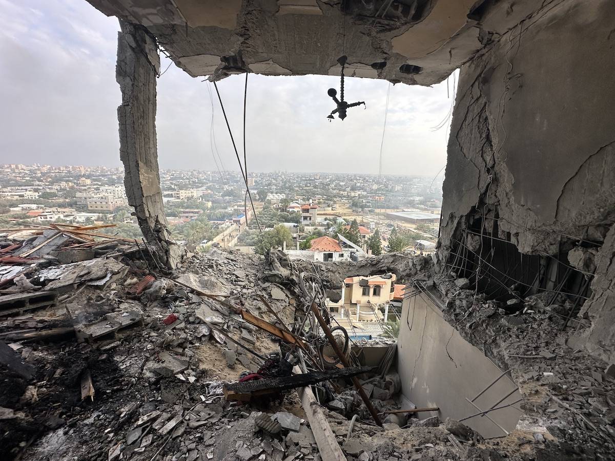 Israeli attack on Nuseirat refugee camp destroys residential buildings as the attacks continue in Deir al Balah, Gaza on December 28, 2023. [Doaa Albaz - Anadolu Agency]