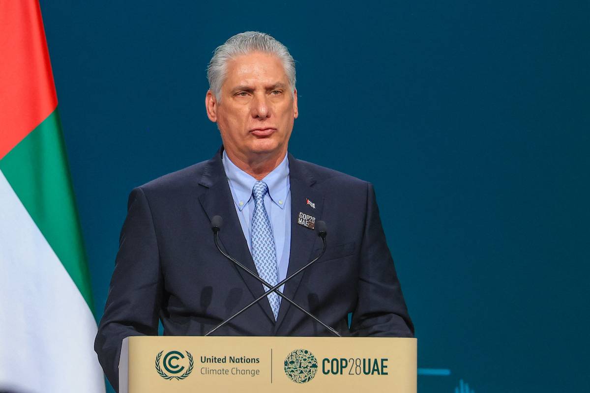 Cuba's President Miguel Diaz-Canel speaks during the High-Level Segment for Heads of State and Government session at the United Nations climate summit in Dubai on December 1, 2023. [KARIM SAHIB / AFP]