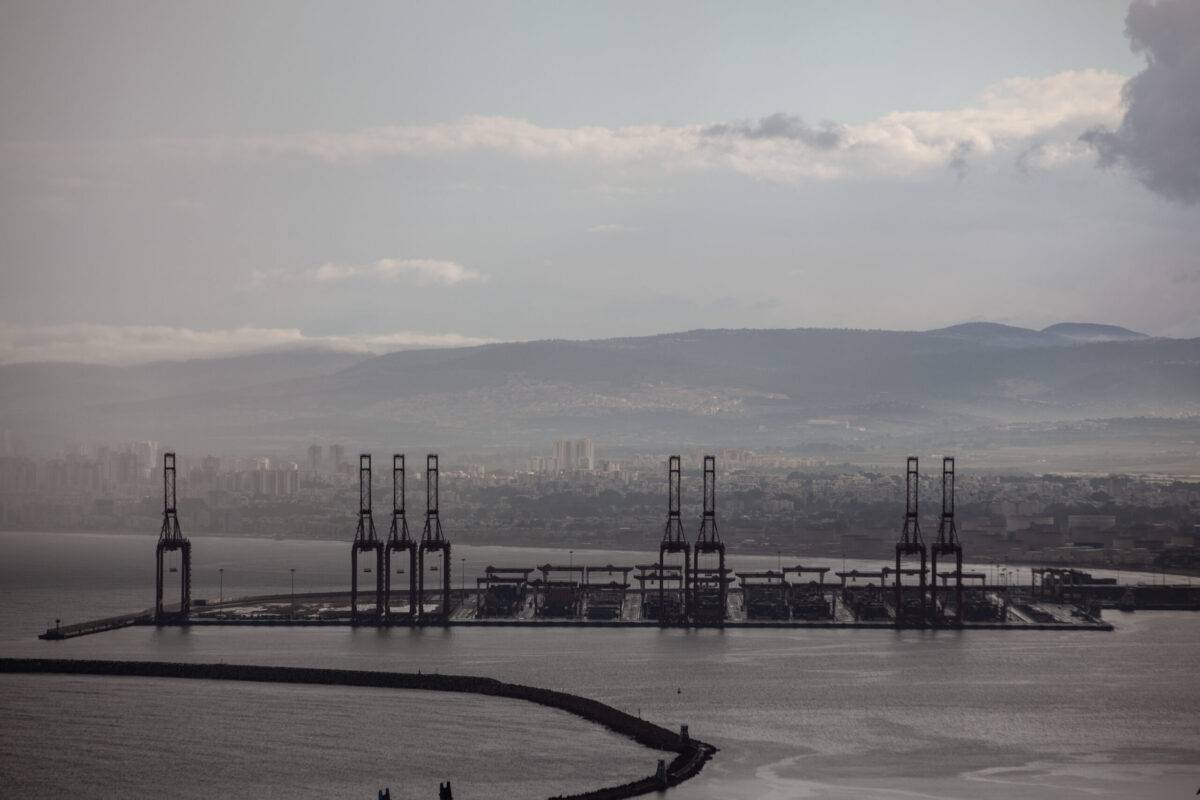 Cargo ships are seen at Israel's Haifa commercial shipping port in the Mediterranean Sea on December 13, 2023 [Mati Milstein/NurPhoto via Getty Images]