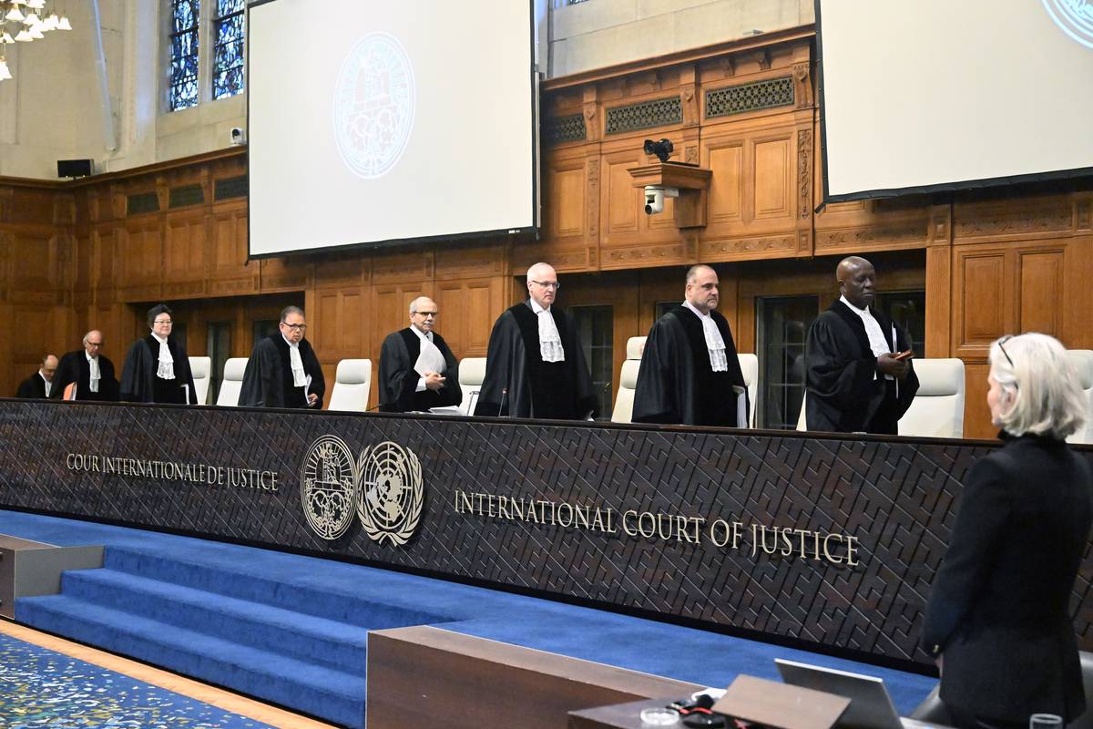 Judges take their seats prior to the hearing of Israel's defense at the International Court of Justice (ICJ) against South Africa’s genocide case in Gaza against Israel on January 12, 2024. [Dursun Aydemir - Anadolu Agency]
