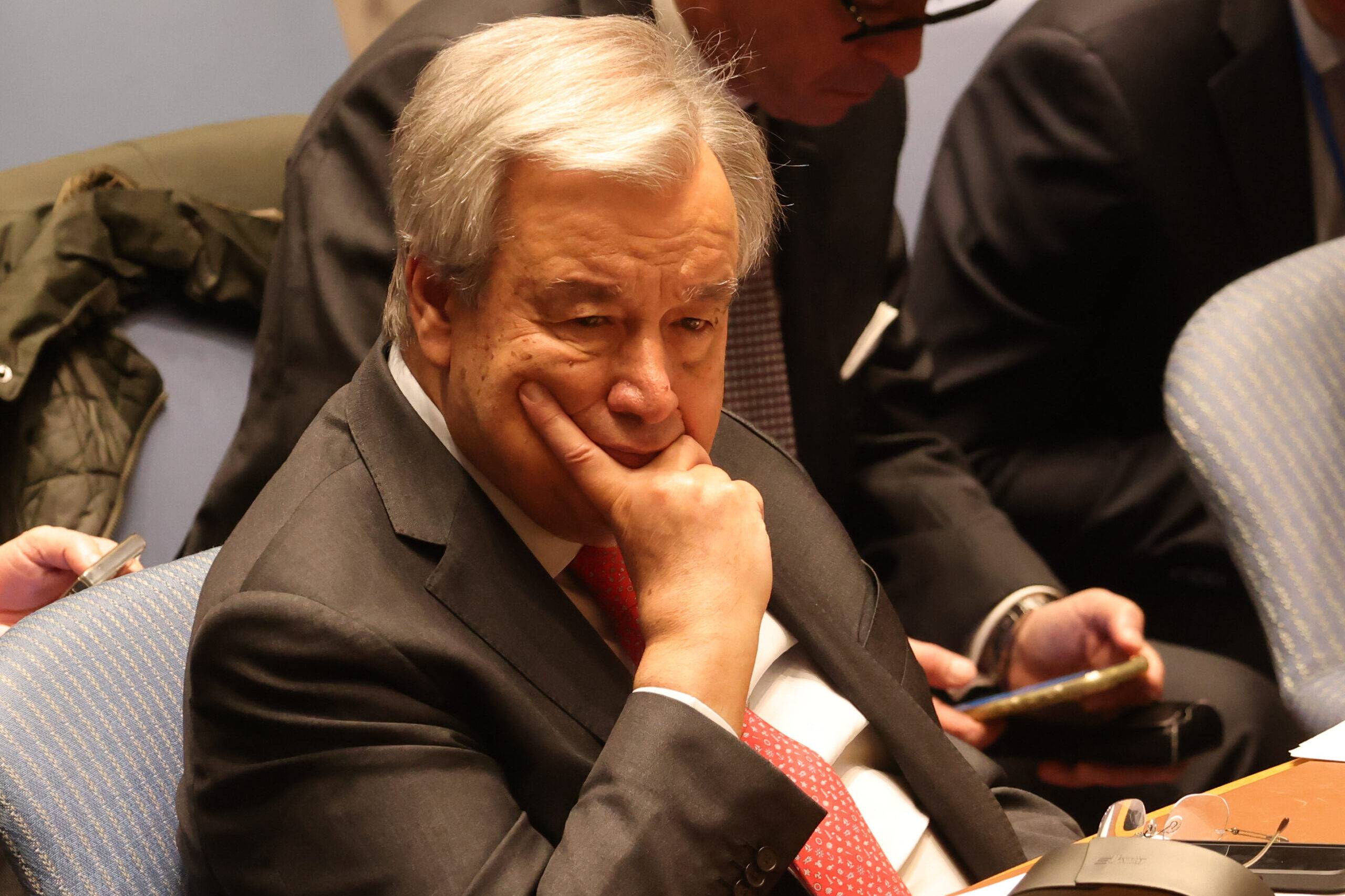 Secretary-General of the United Nations Antonio Guterres is seen during the United Nations Security Council (UNSC) meetings on the situation in the Middle East, including the Palestinian on Tuesday, January 23, 2024 in New York, United States [Selçuk Acar - Anadolu Agency]