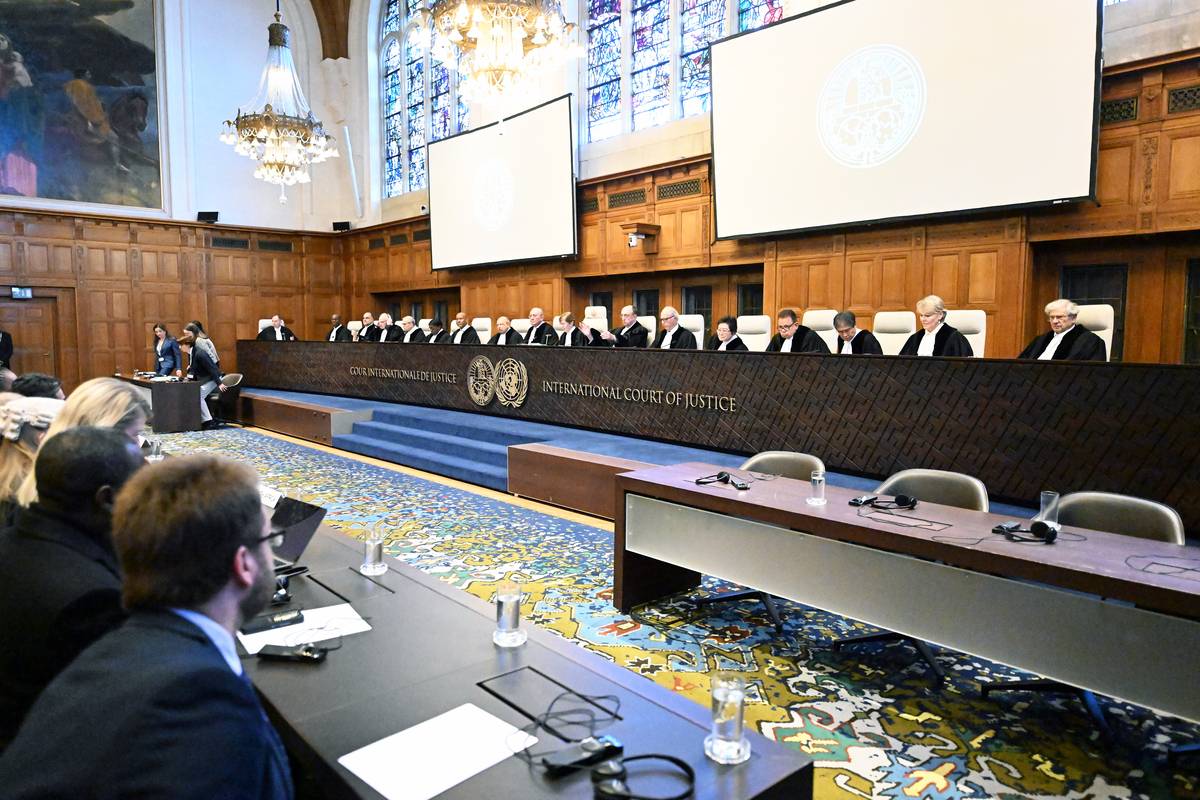 A view from the court as parties attend session on the day the International Court of Justice (ICJ) rule on Gaza genocide case against Israel made by South Africa in the Hague, the Netherlands on January 26, 2024. [Dursun Aydemir - Anadolu Agency]