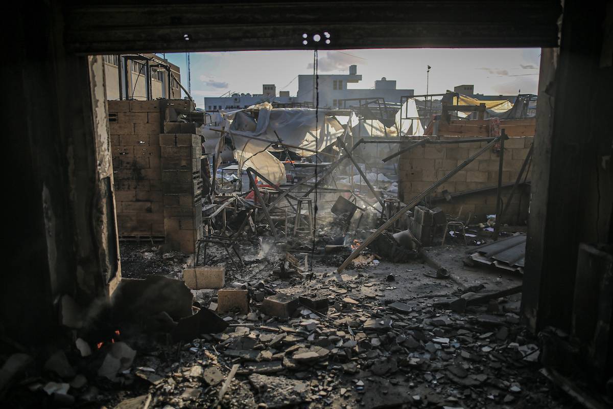 A view of the damaged UN Relief and Works Agency for Palestine Refugees (UNRWA) headquarters building after Israeli tanks fire in Khan Yunis, Gaza on January 26, 2024. [Jehad Alshrafi - Anadolu Agency]