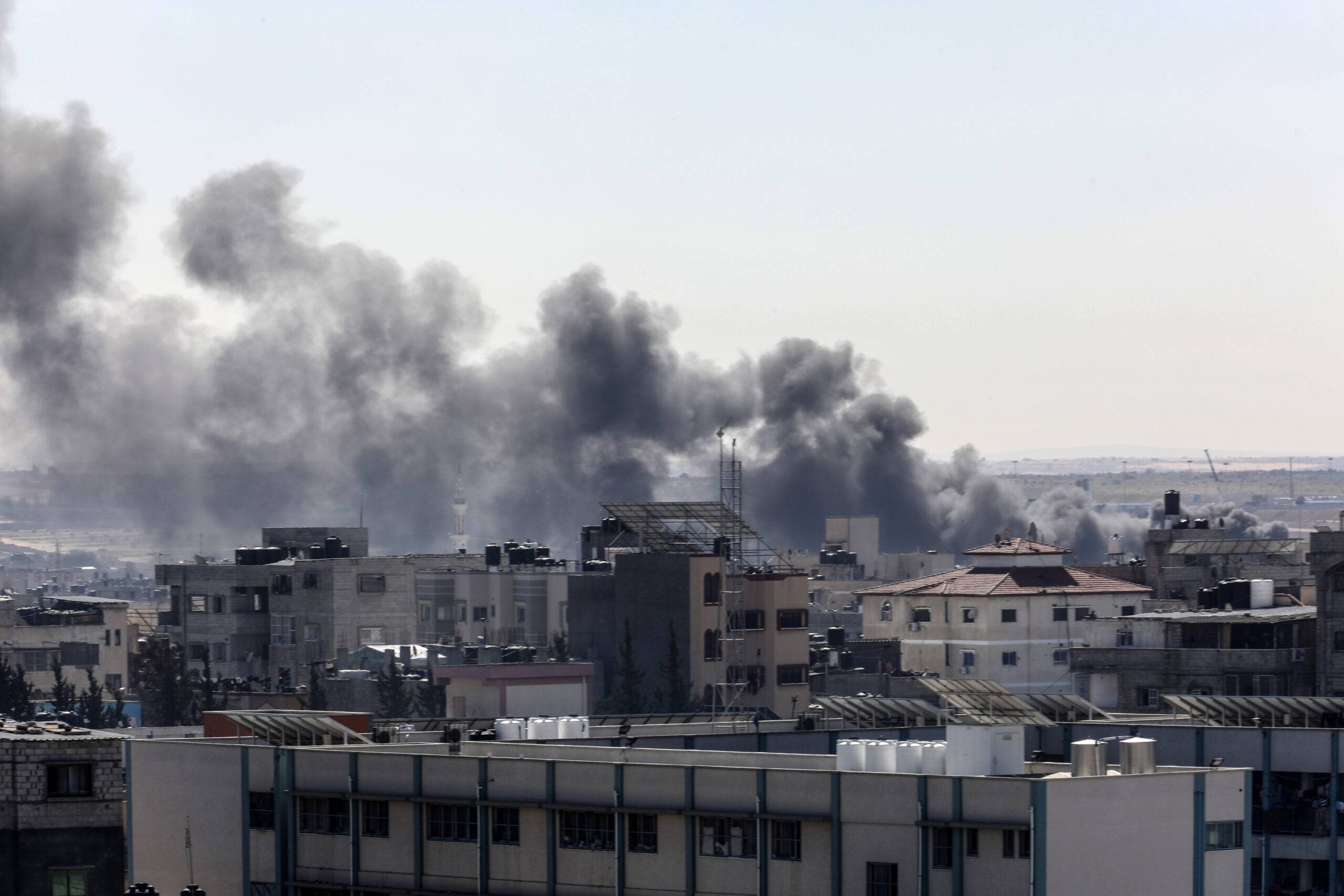 Smoke rises over the residential areas following the Israeli attacks in Rafah, Gaza on January 31, 2024 [Abed Rahim Khatib - Anadolu Agency]
