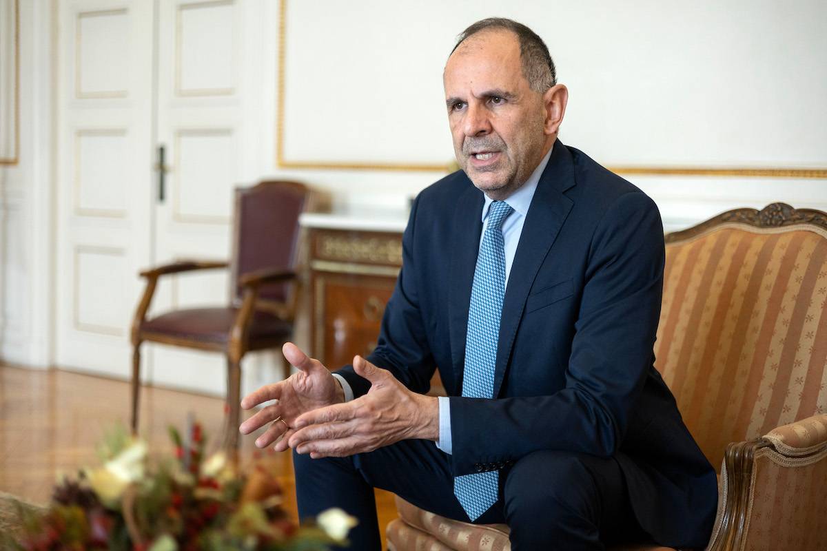 Georgios Gerapetritis, Greece’s foreign minister, during an interview in his office in Athens, Greece, on Monday, Dec. 18, 2023. [Yorgos Karahalis/Bloomberg via Getty Images]