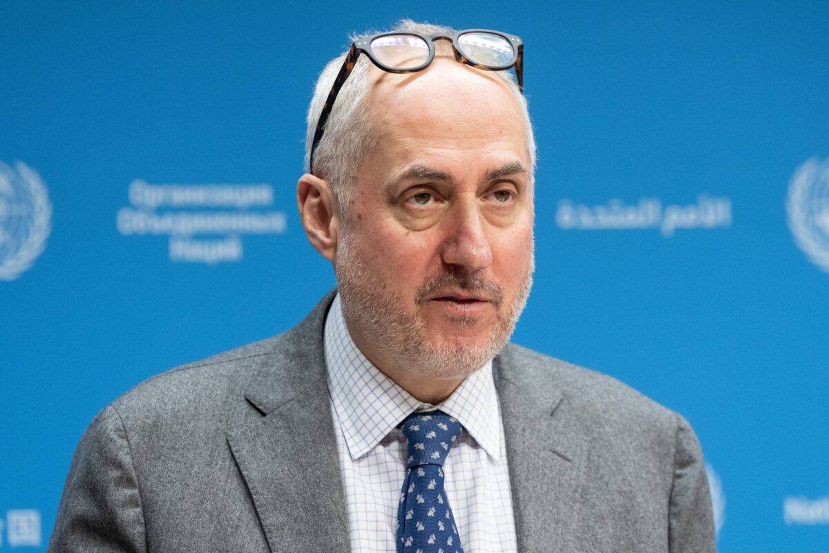 Secretary-General spokesperson Stephane Dujarric speaks to the press at the UN Headquarters on 15 January, 2024 [Lev Radin/Pacific Press/LightRocket via Getty Images]