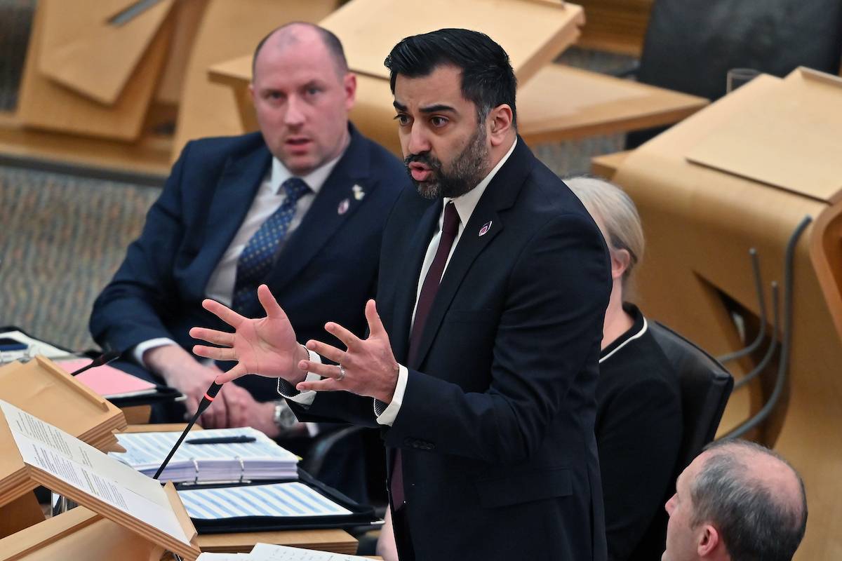 First Minister Humza Yousaf during First Minister's Questions in the Scottish Parliament, ahead of a scheduled appearance later in the day at the UK Covid Inquiry, currently being held in Edinburgh, on January 25, 2024 in Edinburgh, Scotland. [Ken Jack/Getty Images]