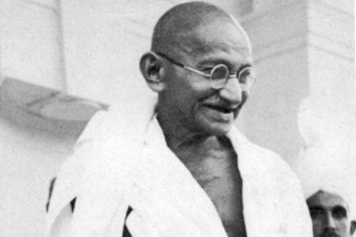 Mohondas Karamchand Gandhi (1869-1948), Indian Nationalist leader.
