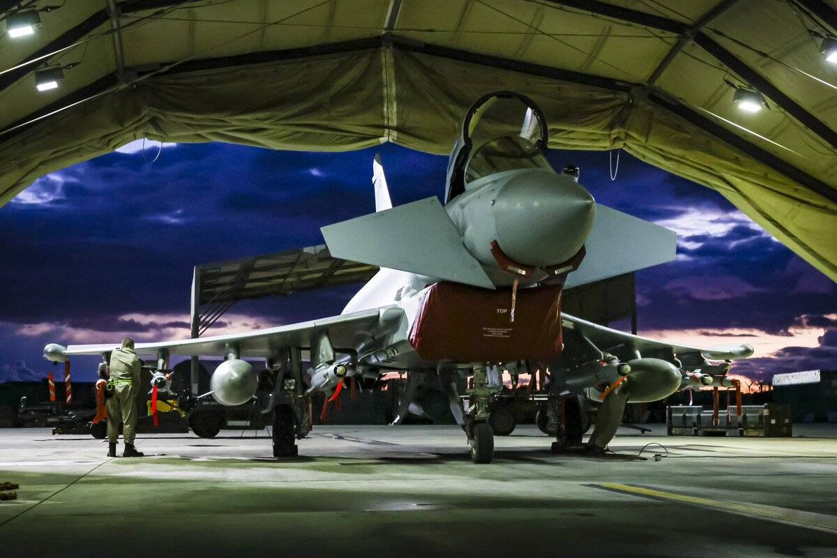 UK military aircraft taking off for strikes against Iran-linked Houthis in Yemen on February 05, 2024 in Akrotiri, Cyprus. [Defense Ministry of United Kingdom - Anadolu Agency]