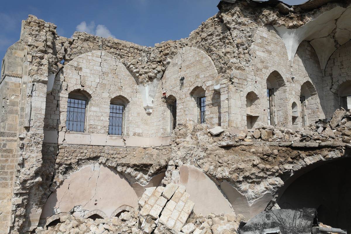 A view of destruction of the Pasha's Palace Museum, also known as Qasr al-Basha, which served as a seat of power during the Mamluk and Ottoman periods, due to Israeli airstrikes in Gaza City, Gaza on February 09, 2024. [Dawoud Abo Alkas - Anadolu Agency]