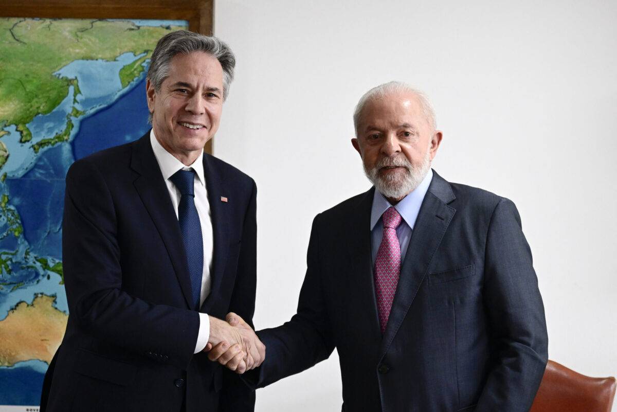 US Secretary of State Antony Blinken meets with Brazil's President Luiz Inacio Lula da Silva at the Planalto Palace in Brasilia, Brazil 21 February, 2024 [Mateus Bonomi/Anadolu Agency]