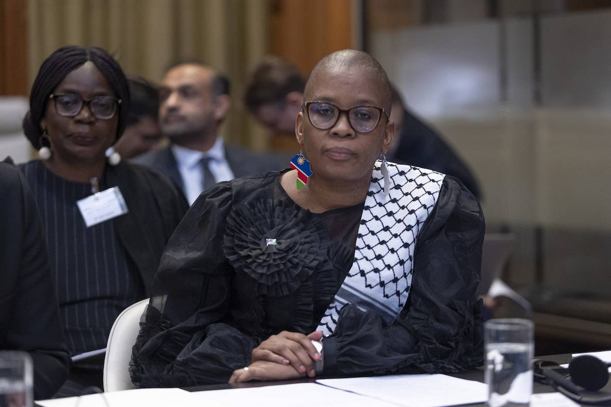 Namibia's Minister of Justice, Yvonne Dausab attends the hearings on the advisory proceedings of the International Court of Justice (ICJ) on the legal consequences of Israel's practices in the Palestinian territories in The Hague, Netherlands on February 23, 2024. [Nikos Oikonomou - Anadolu Agency]