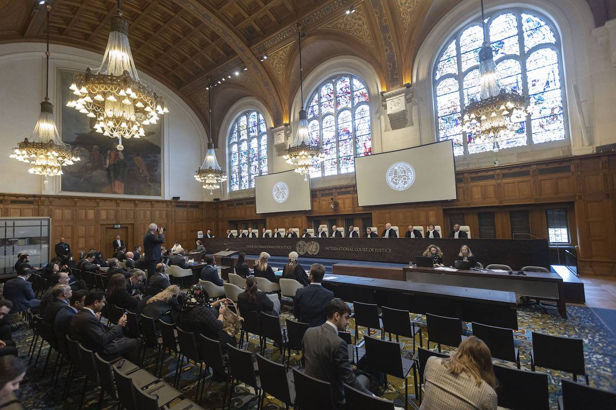 A view of the hall during the public hearings at the International Court of Justice (ICJ) on legal consequences of Israeli actions in the Palestinian territory on February 26, 2024, in The Hague, Netherlands. [Nikos Oikonomou - Anadolu Agency]