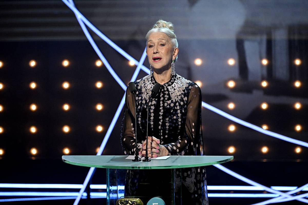 Dame Helen Mirren gives a speech in London, England on February 19, 2023. [Photo by Stuart Wilson/BAFTA/Getty Images for BAFTA]