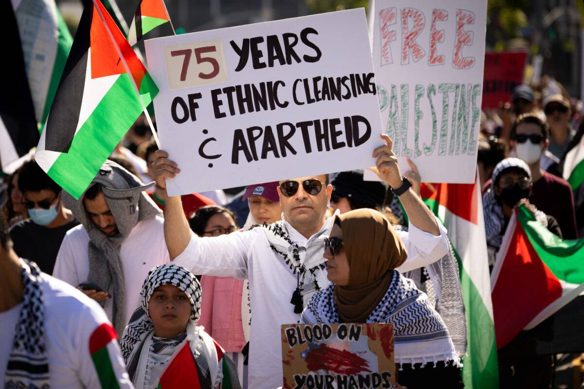 a pro-Palestinian rally and march of thousands of Palestinian supporters marched in Los Angeles, CA