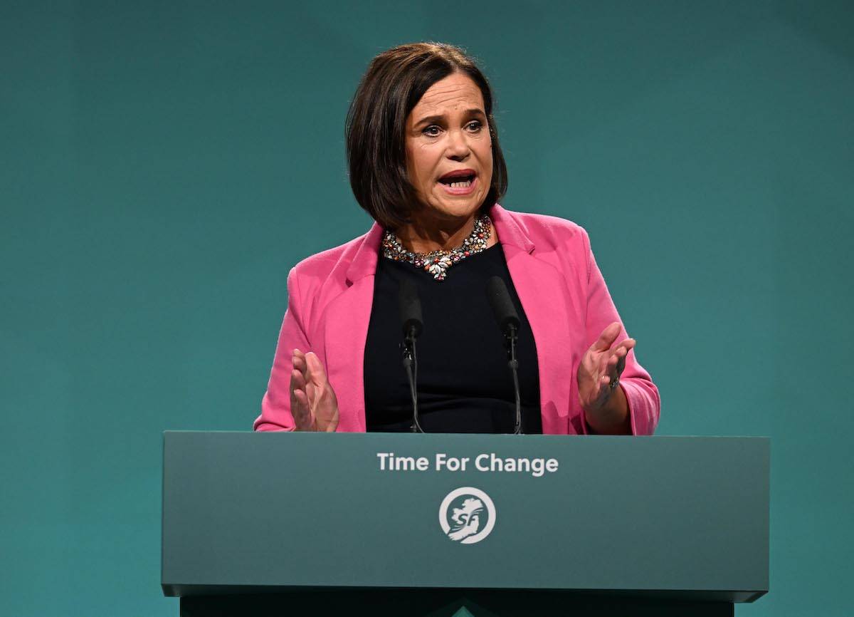 Sinn Fein president Mary Lou McDonald makes her leader's speech during the Sinn Fein Ard Fheis on November 11, 2023 in Athlone, Ireland. [Charles McQuillan/Getty Images]