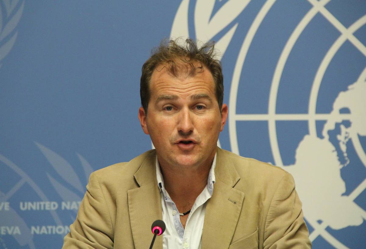 World Health Organization spokesman Tarik Jasarevic speaks to the media on Ebola in Geneva, Switzerland on October 28, 2014. [Fatih Erel/Anadolu Agency/Getty Images]