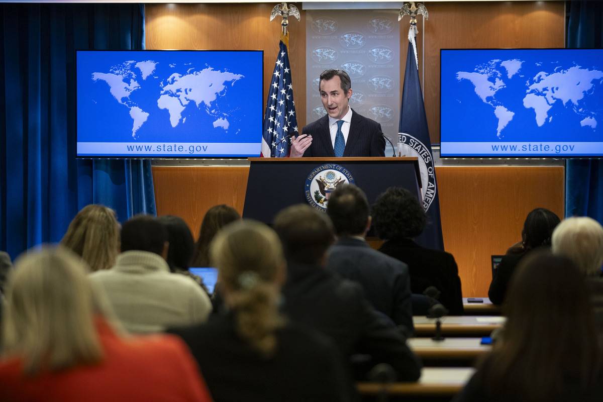 US State Department Spokesperson Matthew Miller speaks to reporters during a press briefing at the State Department in Washington DC on United States, March 25, 2024. [Mostafa Bassim - Anadolu Agency]