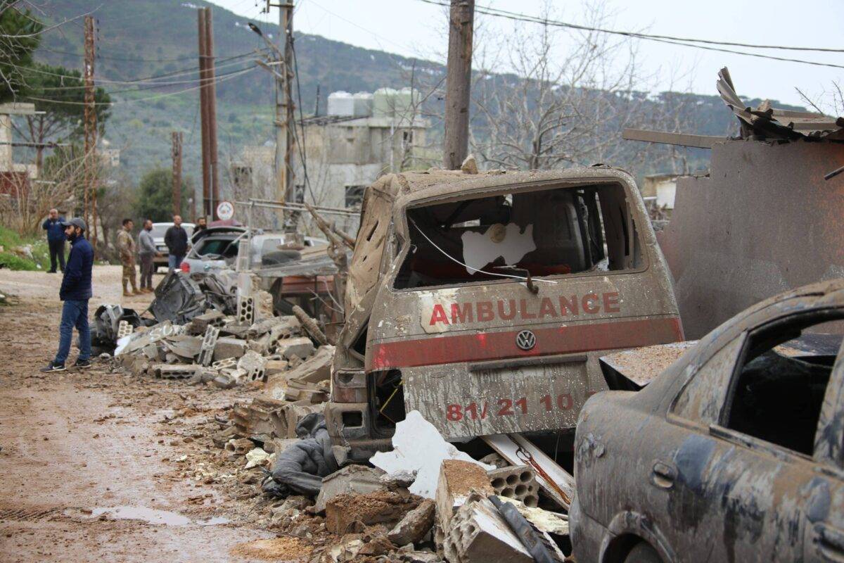 Cars that has become unusable are seen after Israeli air strikes on southern Lebanon, Hebbariyeh town on March 27, 2024 [Ramiz Dallah - Anadolu Agency]