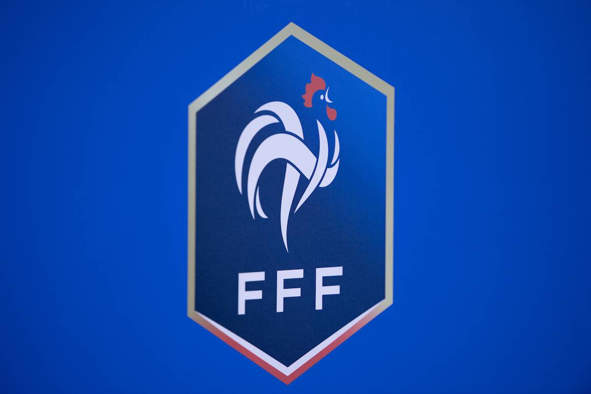 Artwork of the Fédération Française de Football during the International Friendly match between England U21 and France U21 at The King Power Stadium on March 25, 2023 in Leicester, England. [Visionhaus/Getty Images]