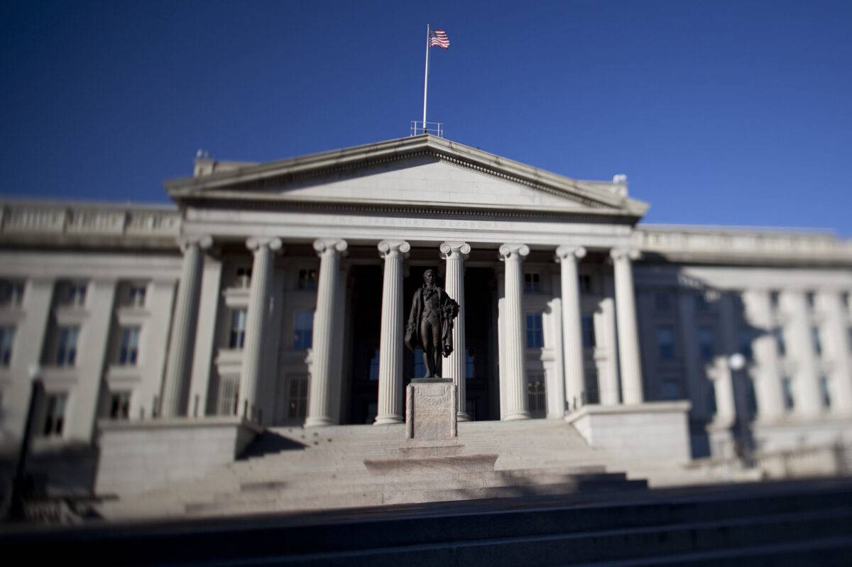 The US Department of the Treasury stands in Washington, D.C., US. [Andrew Harrer/Bloomberg]