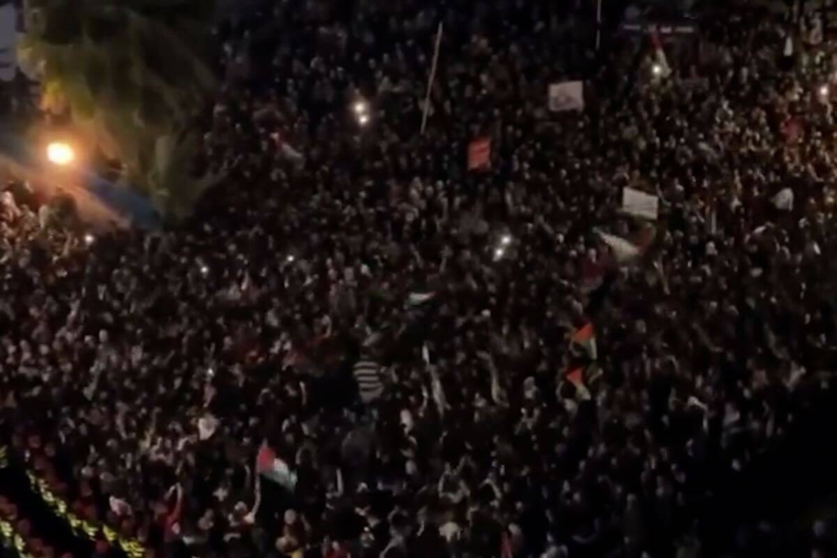 Clashes with police in protest near the Israeli embassy in Amman