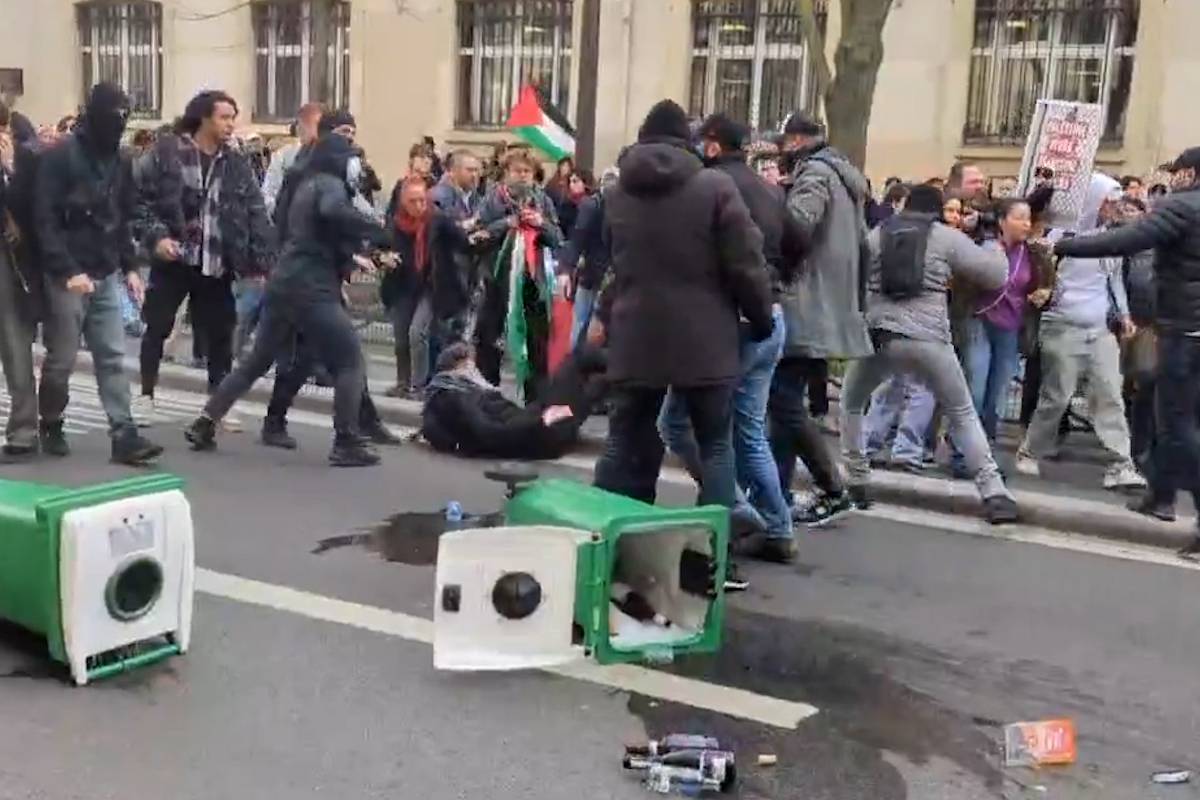 League of Jewish Defense members attack pro-Palestine protesters in Paris on International Women’s Day