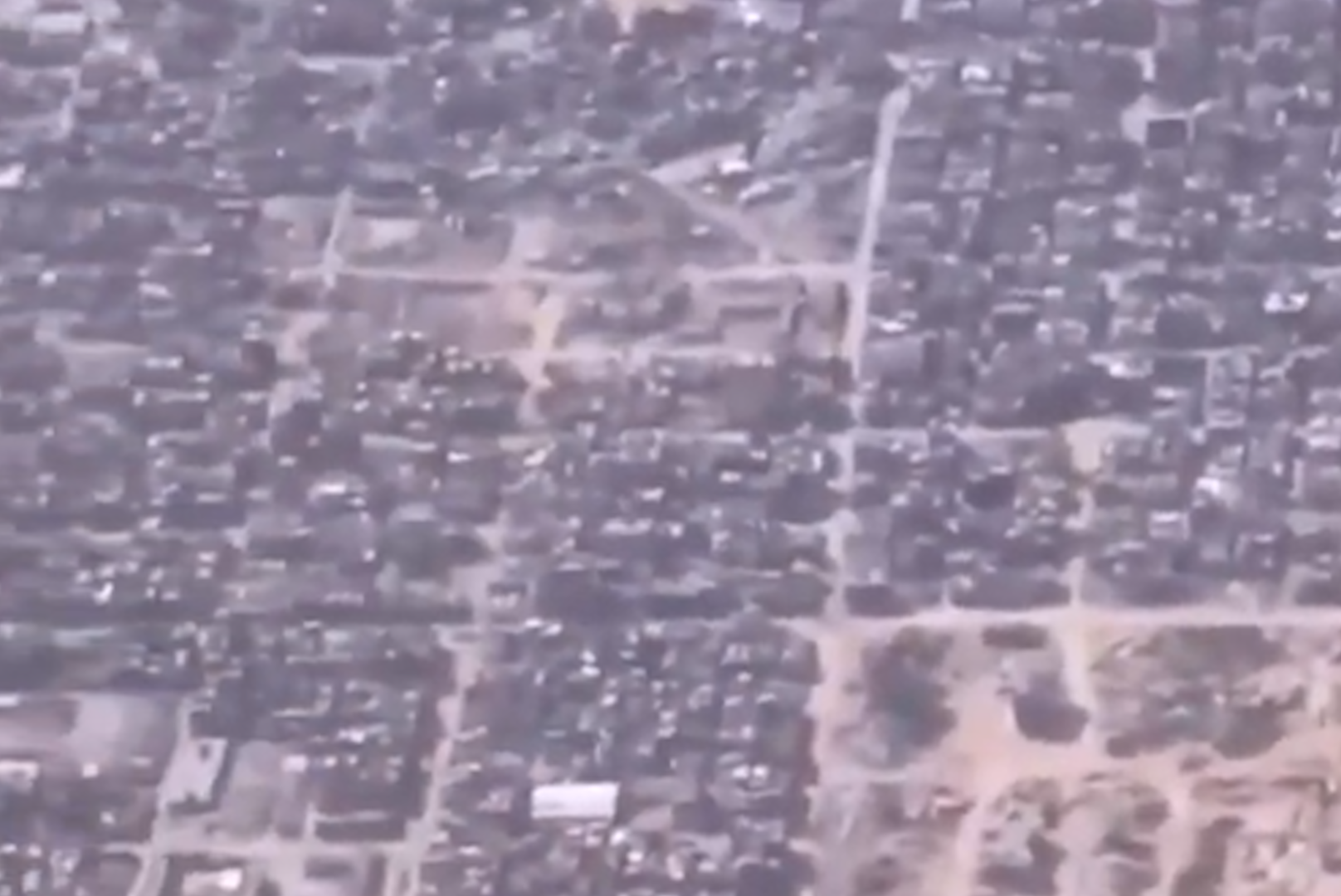 A video from the air depicts extensive destruction of entire neighbourhoods in Gaza