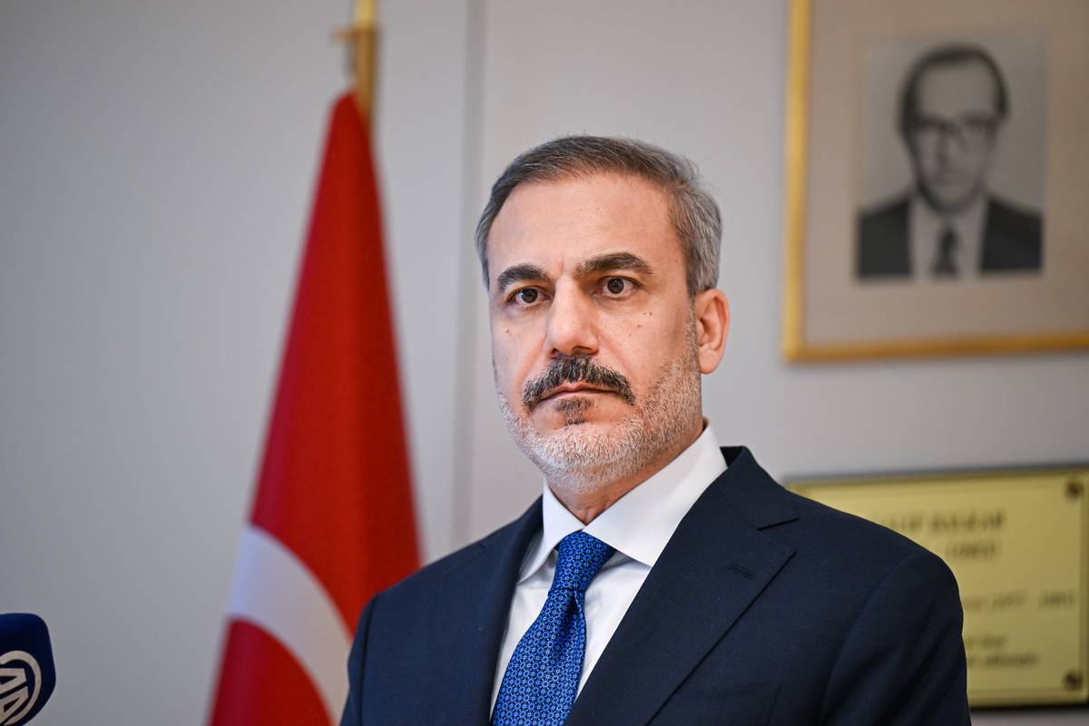 Turkish Foreign Minister Hakan Fidan in Brussels, Belgium on April 04, 2024. [Murat Gök - Anadolu Agency]