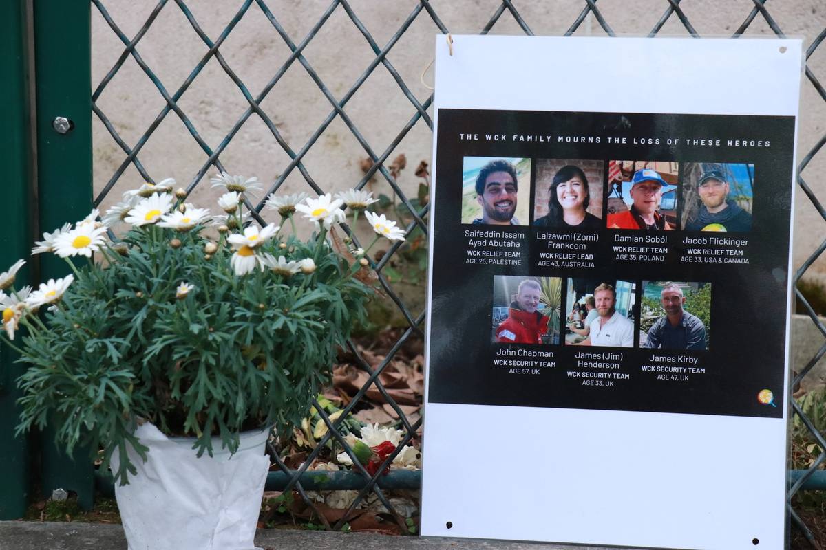 Citizens hold a candle-lit vigil for one of seven World Central Kitchen (WCK) aid workers killed earlier this week in an Israeli strike in the Gaza Strip, in Paris, France on April 06, 2024. [Ümit Dönmez - Anadolu Agency]