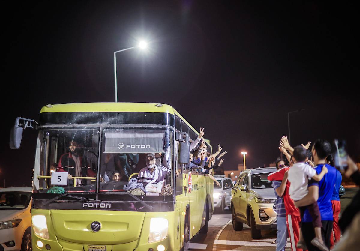 Families gather in the southern Bahraini city of Hamad to welcome their freed relatives in Hamad Town, Bahrain on April 08, 2024. [Ayman Yaqoob - Anadolu Agency]