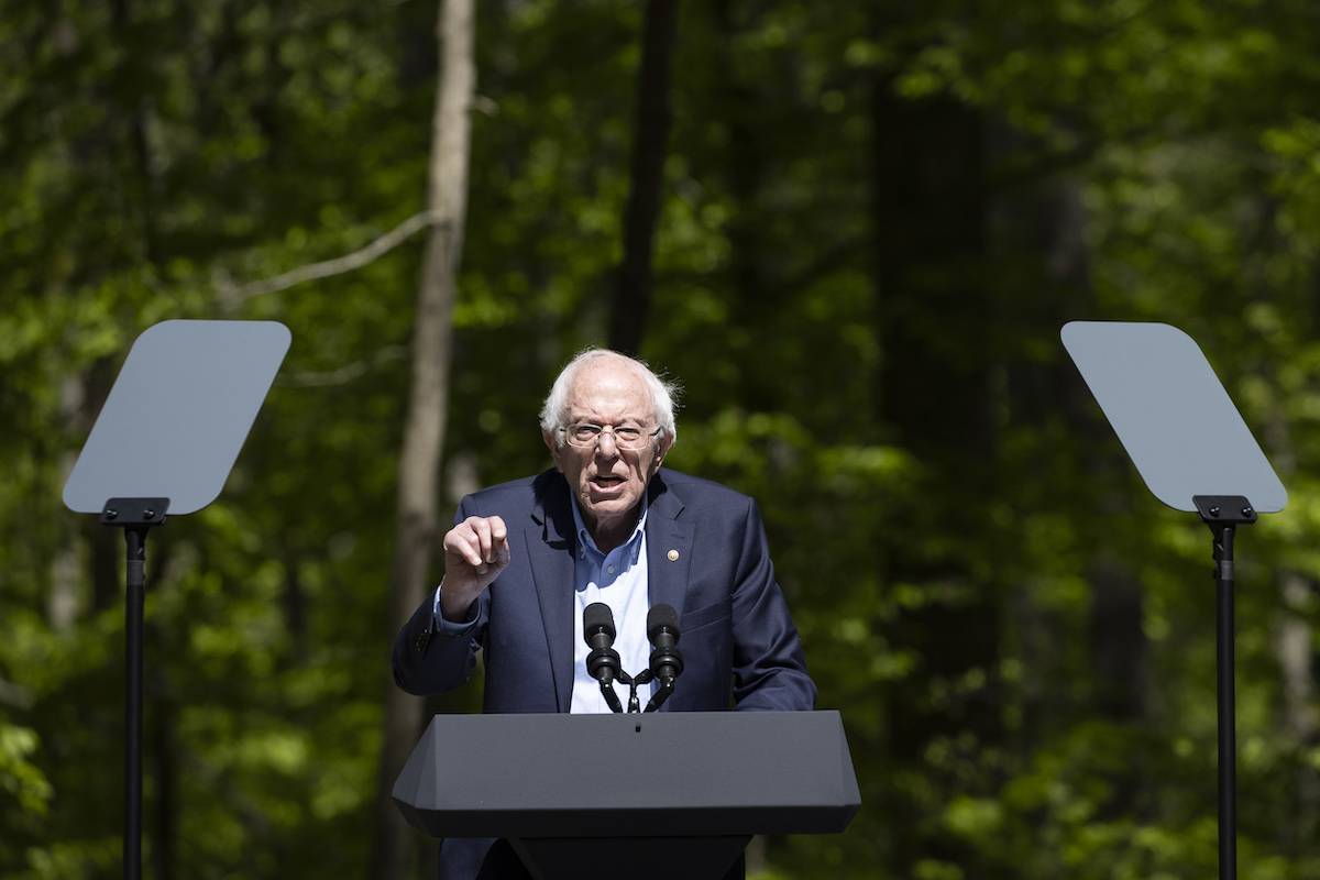 United States Senator Bernie Sanders in Virginia, United States on April 22, 2024. [Mostafa Bassim - Anadolu Agency]