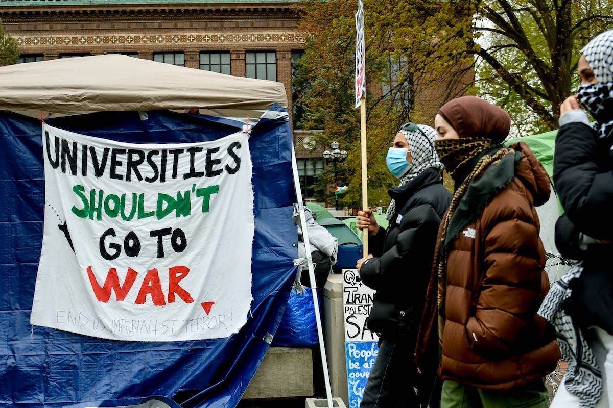 Hundreds of activists gather for encampment on the Diag on University of Michigan’s campus calling for an immediate ceasefire in Gaza, on April 24, 2024 in Ann Arbor, Michigan, United States. [Adam J. Dewey - Anadolu Agency]