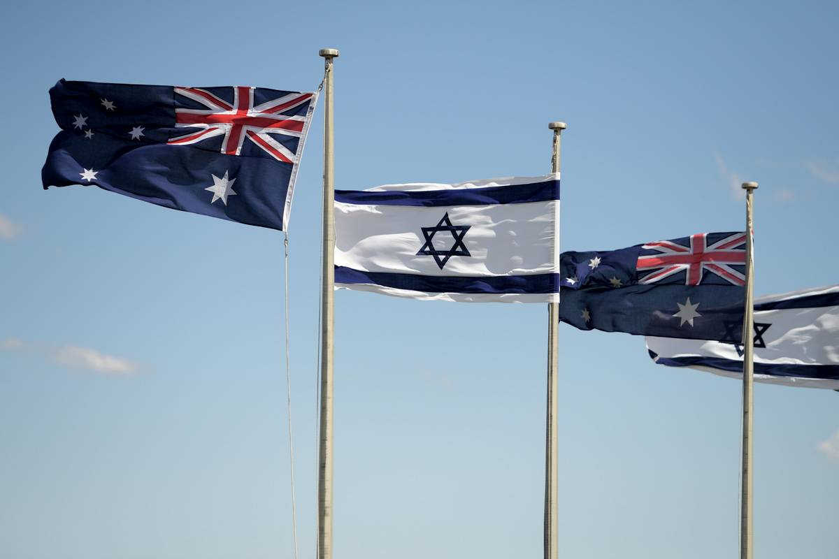 Australian and Israeli flags. [Stock photo via Getty Images]