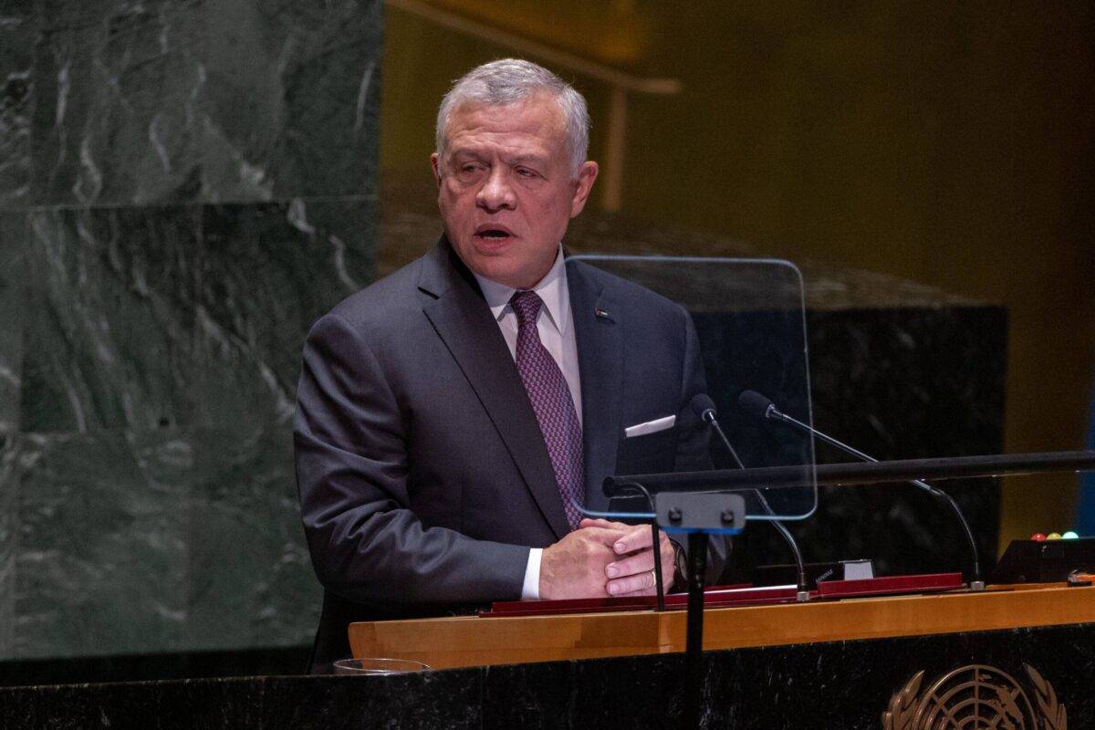 King Abdullah II of Jordan speaks during the United Nations General Assembly (UNGA) in New York, US, on September 19, 2023 [Jeenah Moon/Bloomberg via Getty Images]