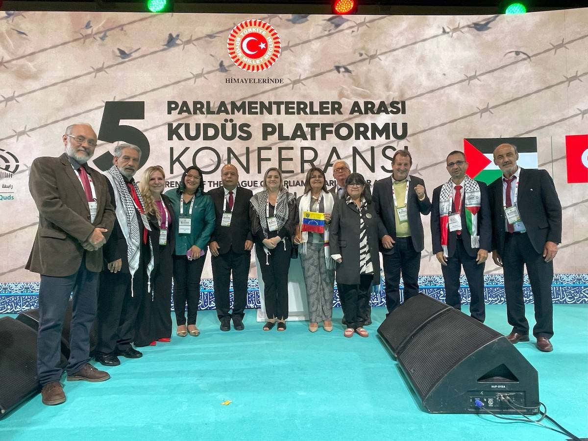 Envoys from 12 Latin American countries attend the 5th annual conference of the League of Parliamentarians for Al-Quds, in Istanbul, Turkiye [26 April 2024]