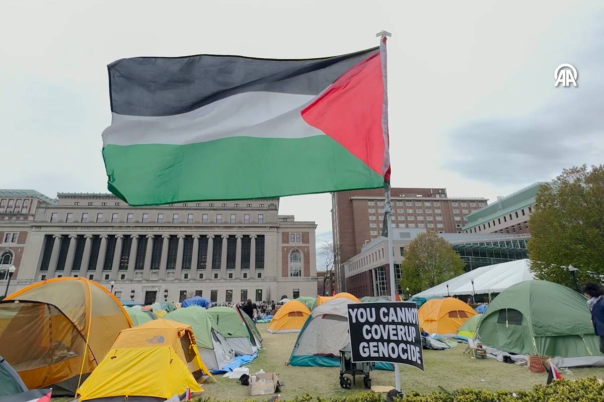 Columbia University student returns to protest following arrest and eviction