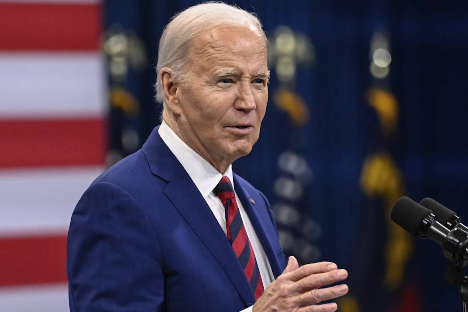 Biden, when asked if he threatened to halt military aid from Israel, responded that he asked them 'to do what they’re doing'