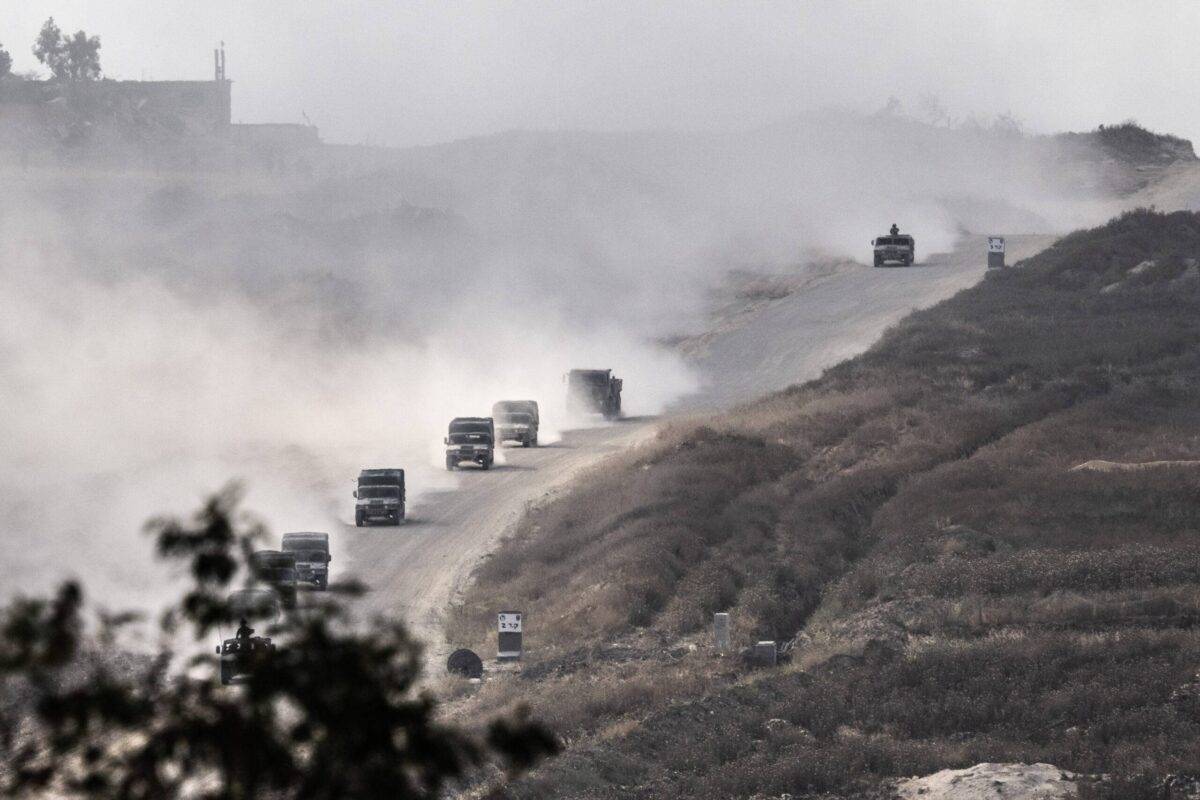Israel continues to deploy soldiers, tanks, military aircraft and armored vehicles near the Gaza Border as Israeli attacks continue on Gaza on May 1, 2024 [Mostafa Alkharouf/Anadolu Agency]