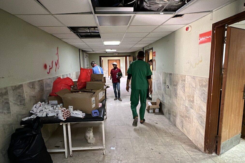 An inside view from Emel Hospital after it resumed its services on May 01, 2024 in Gaza's Khan Yunis. [Anas Zeyad Fteha - Anadolu Agency]