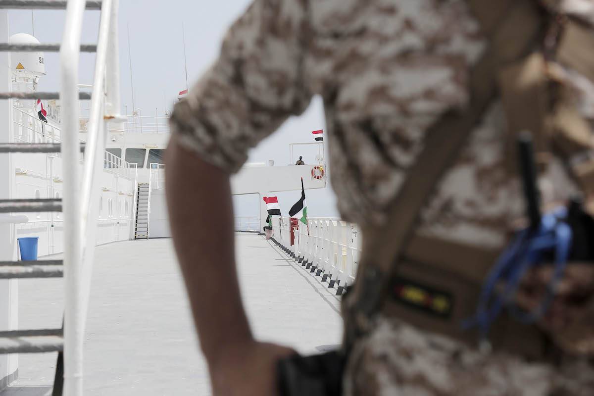 A view of a cargo ship called the 'Galaxy Leader' remains anchored off the Red Sea coast in Al-Hudaydah, Yemen on May 12, 2024. [Mohammed Hamoud - Anadolu Agency]