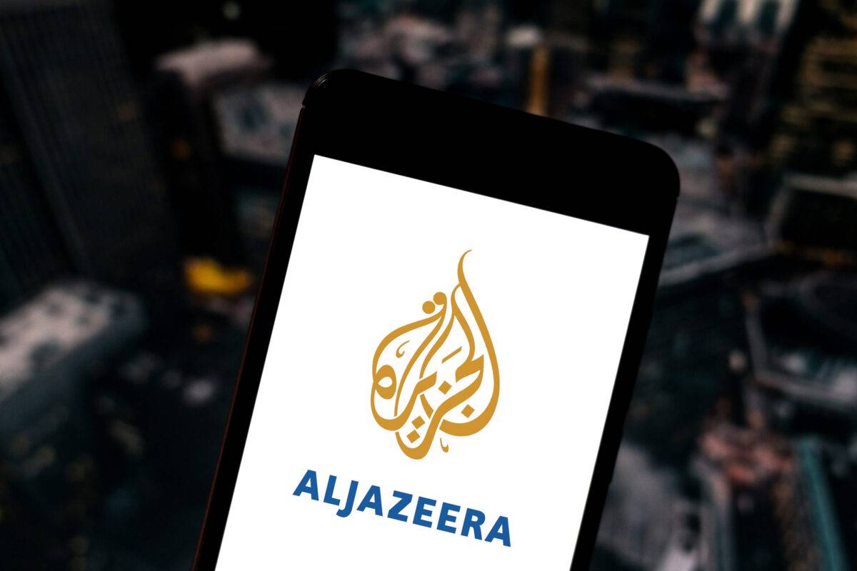 In this photo illustration the Al Jazeera logo is seen